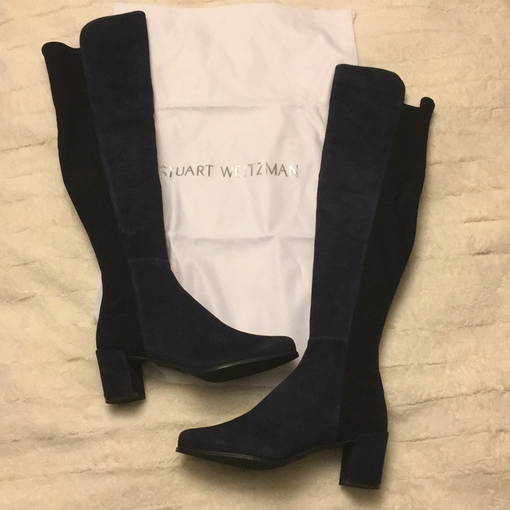 Brand New Stuart Weitzman Block 5050 Navy Boots